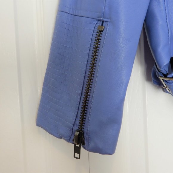 Suzy Shier Light blue faux leather motorcycle jacket in Size XS - Picture 6 of 13